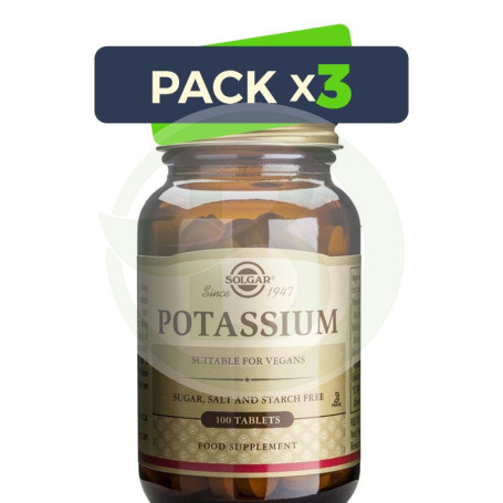 Pack 3x Potasio 100 Cápsulas Solgar