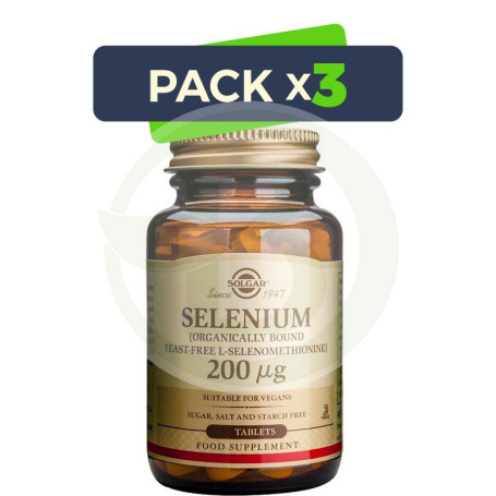 Pack 3x Selenio 200Mcg. 100 Cápsulas Solgar