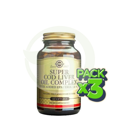 Pack 3x Super COD Liver Oil Complex 60 Cápsulas Solgar