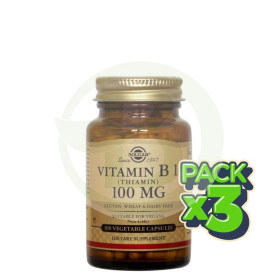 Pack 3x Vitamina B1 100Mg. 100 Cápsulas Solgar