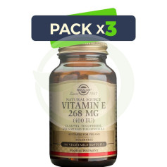 Pack 3x Vitamina E 400UI (268Mg.) 50 Cápsulas Vegetales Solgar