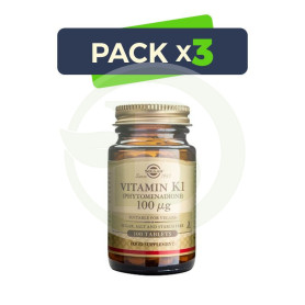 Pack 3x Vitamina K1 (Fitonadiona) 100Mcg. 100 Cápsulas Solgar