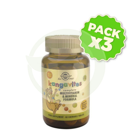 Pack 3x Kangavites Frutas Tropicales 60 Cápsulas Solgar