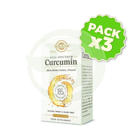 Pack 3x Full Spectrum Curcumina 185X 30 Cápsulas Solgar