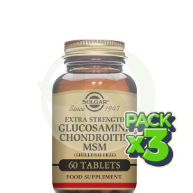 Pack 3x Glucosamina, Condroitina y Msm 60 Cápsulas Solgar