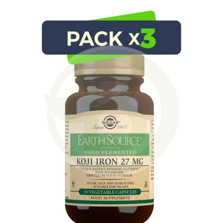 Pack 3x Earth Source Koji Iron 30 Comprimidos Solgar