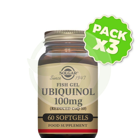 Pack 3x Fishgel Ubiquinol 100Mg. 60 Cápsulas Solgar