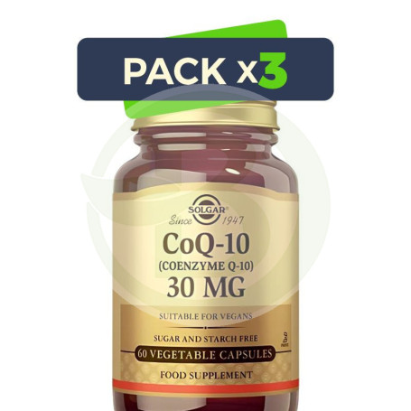 Pack 3x Coenzima Q10 30Mg 60 Cápsulas Vegetales Solgar