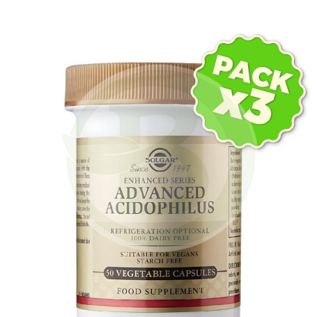 Pack 3x Advanced Acidophilus 50 Cápsulas Solgar