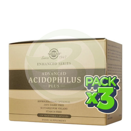 Pack 3x Acidophilus Plus Avanzado 120 Cápsulas Solgar