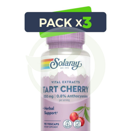 Pack 3x Tart Cherry 90 Cápsulas Vegetales Solaray