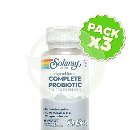 Pack 3x Mycrobiome Complete Probiotic 30 Cápsulas Vegetales Solaray