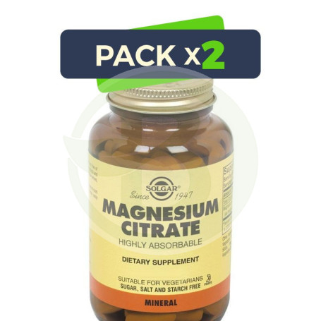 Pack 2x Citrato de Magnesio 60 Cápsulas Solgar