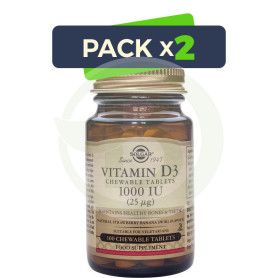 Pack 2x Vitamina D3 1.000UI 25Mcg. 100 Cápsulas Solgar