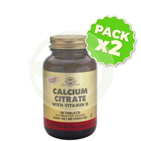 Pack 2x Citrato de Calcio con Vitamina D3 60 Cápsulas Solgar