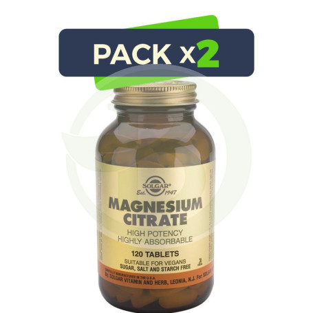 Pack 2x Citrato de Magnesio 120 Cápsulas Solgar