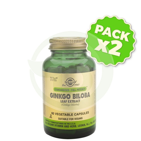 Pack 2x Ginkgo Biloba 60 Cápsulas Solgar