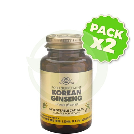 Pack 2x Ginseng Coreano 50 Cápsulas Solgar
