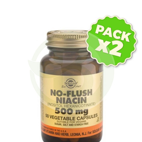 Pack 2x Niacina B3 500Mg. No Ruborizante 50 Cápsulas Solgar