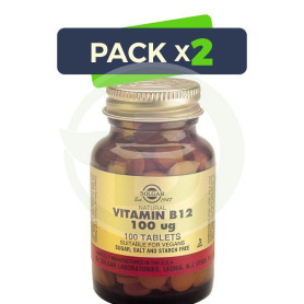 Pack 2x Vitamina B12 100Mcg. 100 Cápsulas Solgar