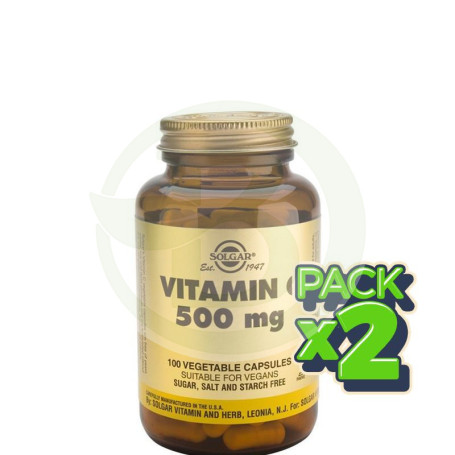 Pack 2x Vitamina C 500Mg. 100 Cápsulas Solgar