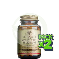 Pack 2x Vitamina E con Selenio Sin Levadura 50 Cápsulas Solgar