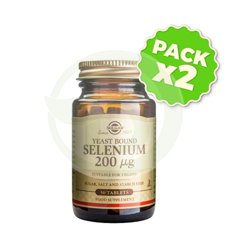 Pack 2x Selenio en Levadura 200Mcg. 50 Cápsulas Solgar