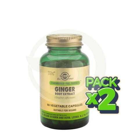 Pack 2x Jengibre Raíz 60 Cápsulas Solgar