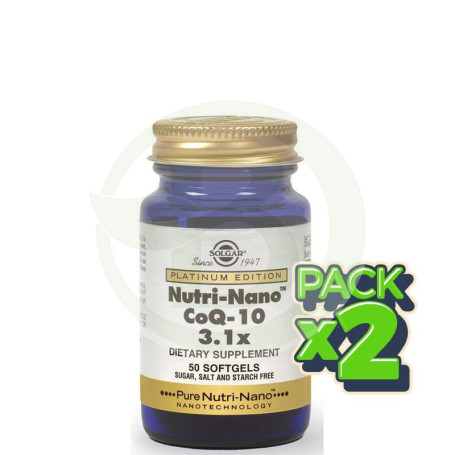 Pack 2x Nutri-Nano Co-Q10 3.1x 50 Cápsulas Solgar