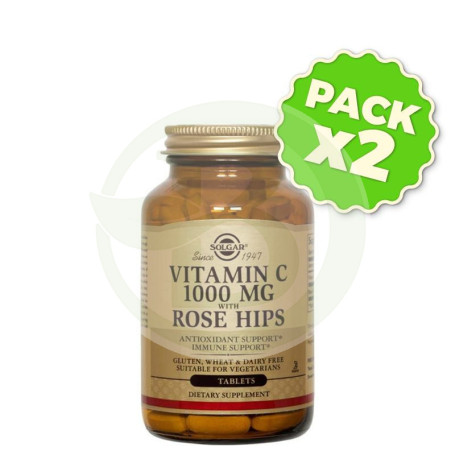 Pack 2x Rose Hips C 1.000Mg. 250 Cápsulas Solgar