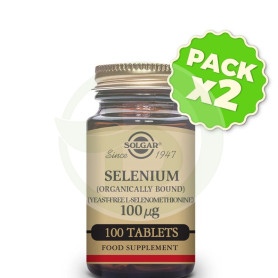Pack 2x Selenio 100Mcg. (Sin Levadura) 100 Comprimidos Solgar