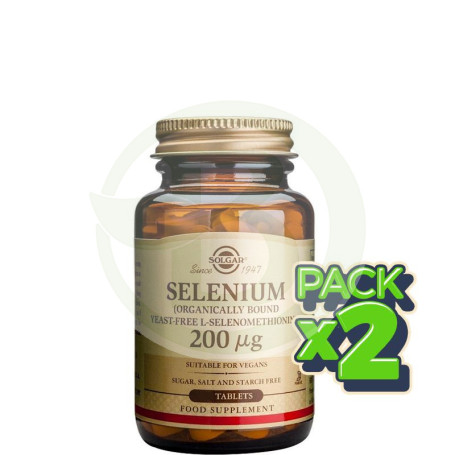 Pack 2x Selenio 200Mcg. 100 Cápsulas Solgar