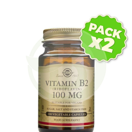 Pack 2x Vitamina B2 100 Cápsulas Solgar