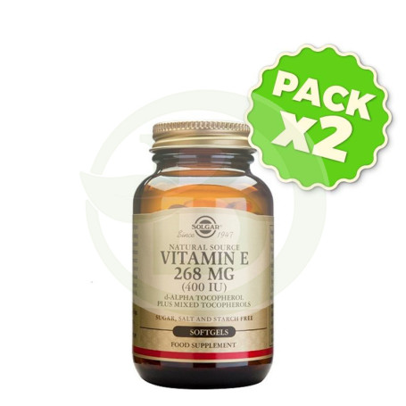Pack 2x Vitamina E 400UI (268Mg.) 100 Cápsulas Solgar
