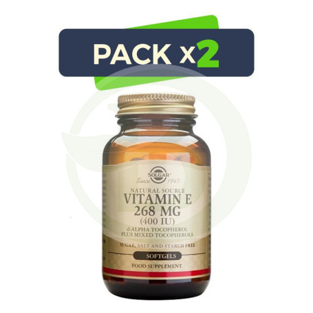 Pack 2x Vitamina E 400UI (268Mg.) 50 Cápsulas Solgar