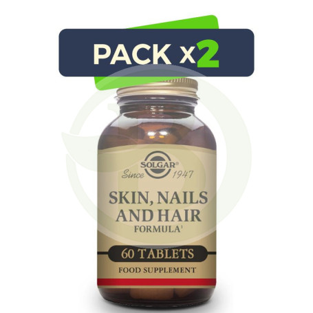 Pack 2x Fórmula Pelo, Piel y Uñas 60 Comprimidos Solgar
