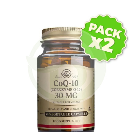 Pack 2x Coenzima Q10 30Mg 30 Cápsulas Vegetales Solgar