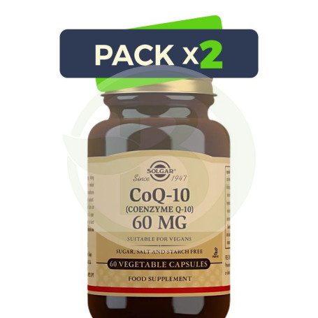 Pack 2x Coenzima Q10 60Mg 60 Cápsulas Vegetales Solgar