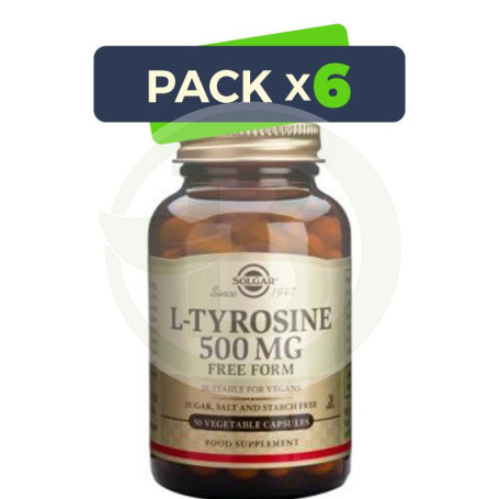 Pack 6x L-TIROSINA 50 CAPSULAS VEGETALES SOLGAR