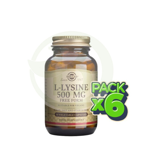 Pack 6x L-Lisina 500Mg. 50 Cápsulas Solgar