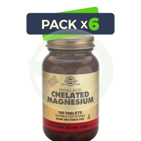 Pack 6x Magnesio Quelado 100 Cápsulas Solgar