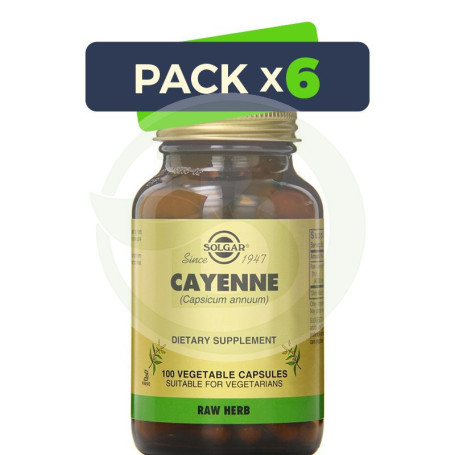 Pack 6x Cayena 100 Cápsulas Solgar