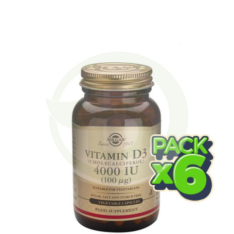 Pack 6x Vitamina D3 4.000UI 120 Cápsulas Solgar