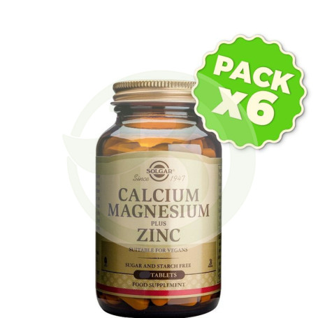 Pack 6x Calcio/Magnesio Plus Zinc 100 Cápsulas Solgar