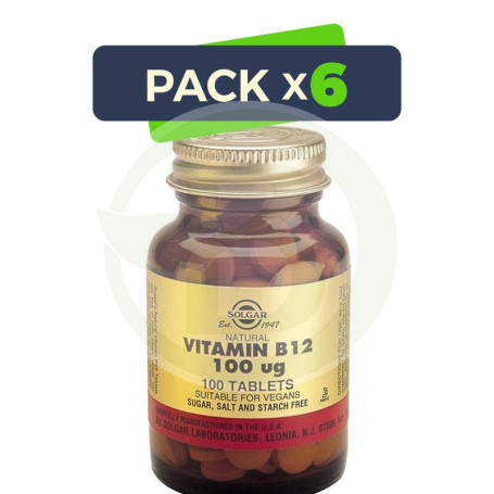 Pack 6x Vitamina B12 100Mcg. 100 Cápsulas Solgar