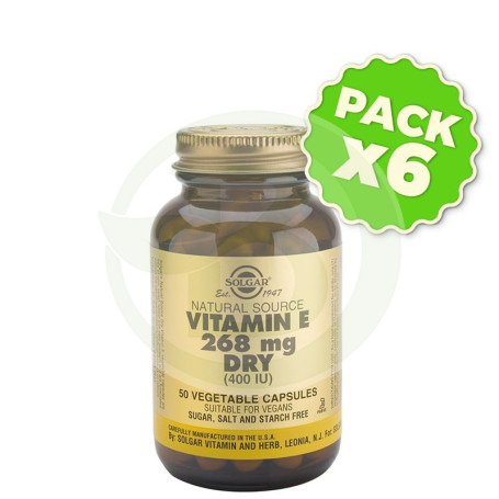 Pack 6x VITAMINA E 400 UI (268 MG) 100 CAPSULAS VEGETALES SOLGAR