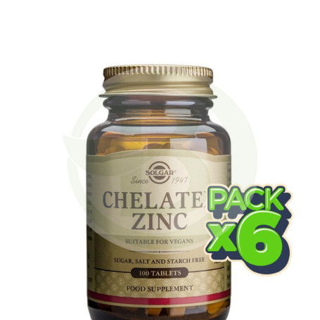 Pack 6x Zinc Quelado 100 Cápsulas Solgar