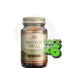 Pack 6x Biotina 100 Cápsulas Solgar