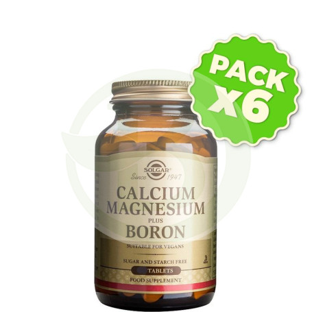 Pack 6x Calcio/Magnesio Plus Boro 100 Cápsulas Solgar