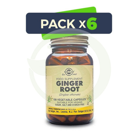 Pack 6x Jengibre Raíz 100 Cápsulas Solgar